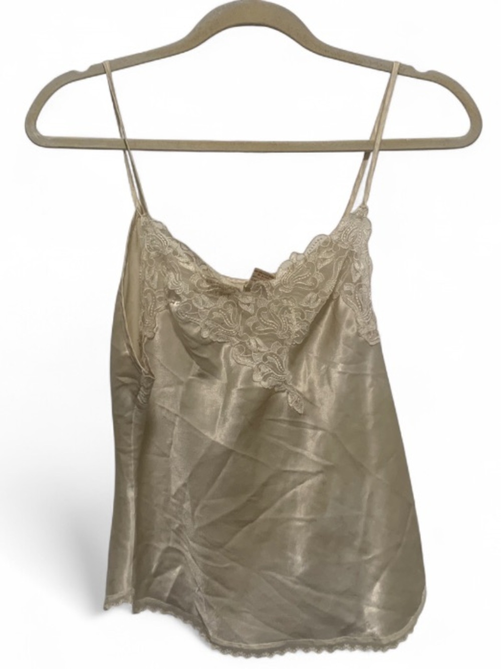 Y2K Victoria's Secret Cream Satin Lace Cami Tank Top